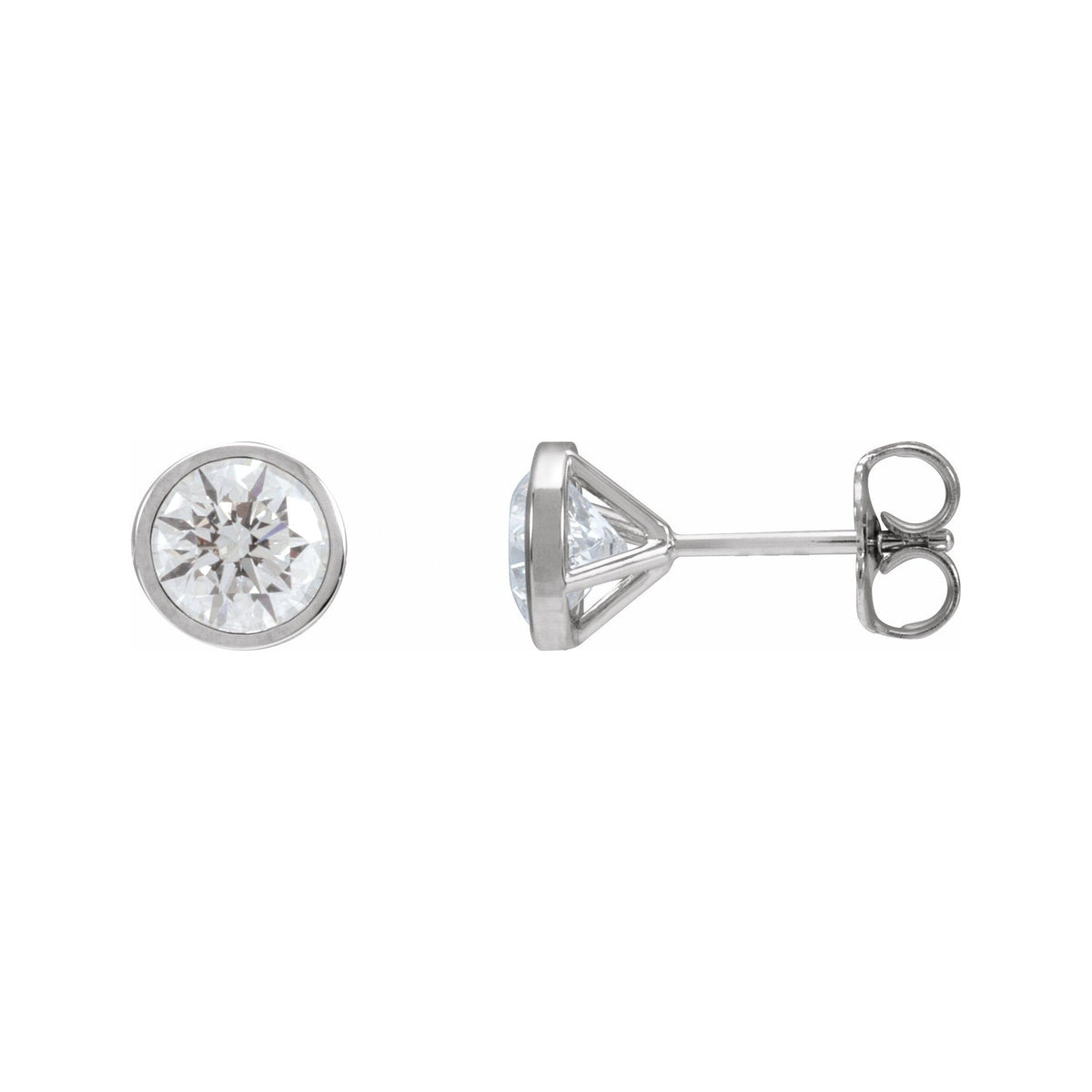 Sapphire Row Lab-Grown Diamond Bezel Martini Stud Earrings - 14K White Gold, 6 mm · 1 5/8 ctw