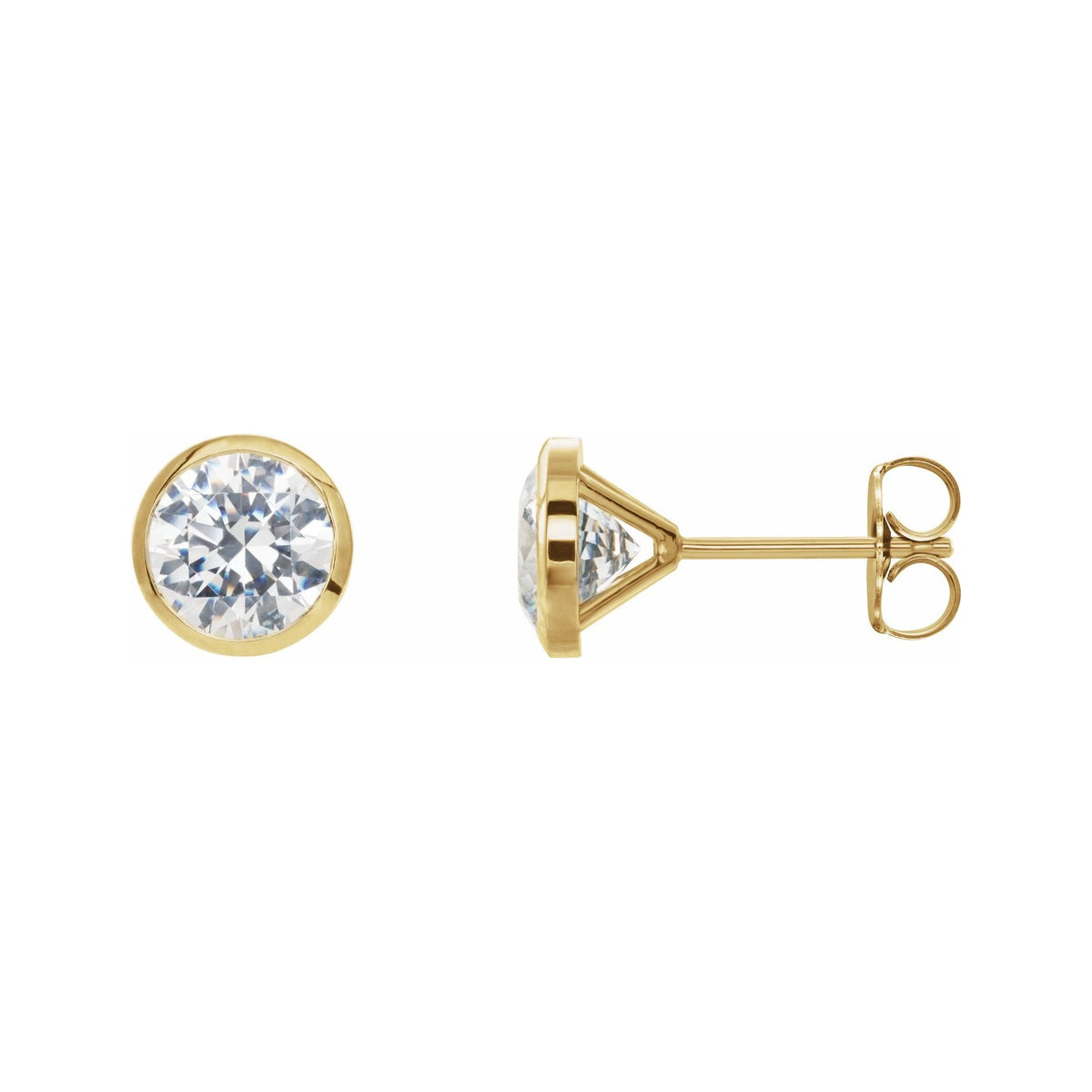 Sapphire Row Lab-Grown Diamond Bezel Martini Stud Earrings - 14K Yellow Gold