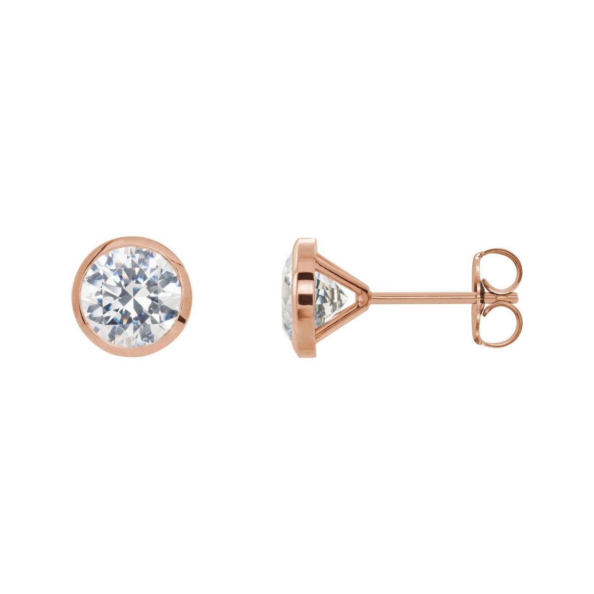 Sapphire Row Lab-Grown Diamond Bezel Martini Stud Earrings - 14K Rose Gold
