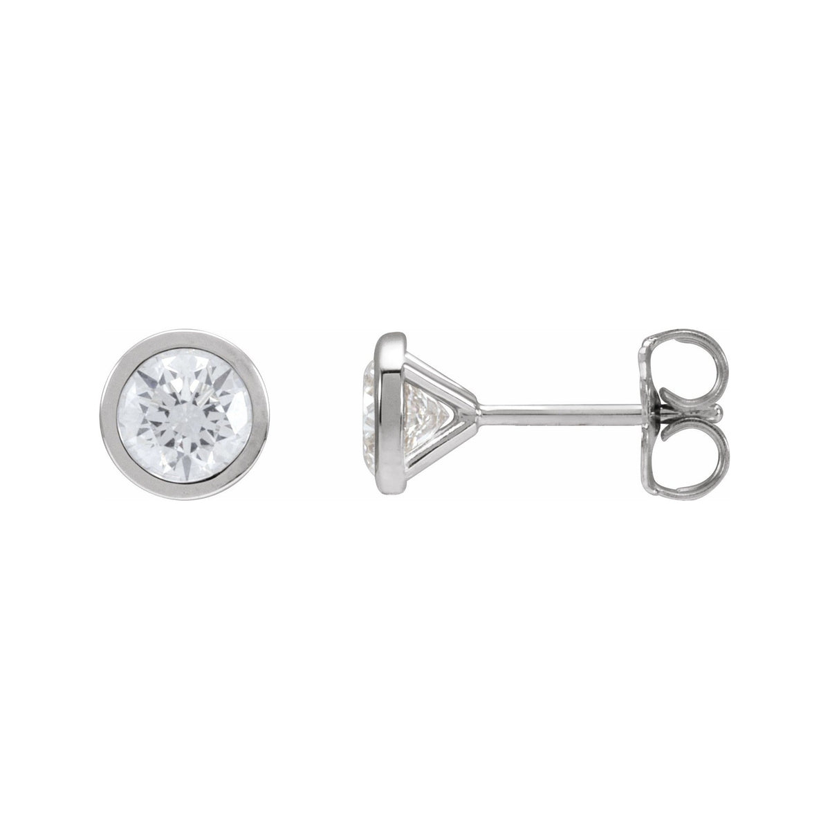Sapphire Row Lab-Grown Diamond Bezel Martini Stud Earrings - Platinum