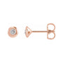 Sapphire Row Natural Diamond Domed Bezel Stud Earrings - 14K Rose Gold