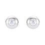 Sapphire Row Natural Diamond Domed Bezel Stud Earrings - Platinum, 2 mm (view 2)