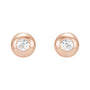 Sapphire Row Natural Diamond Domed Bezel Stud Earrings - 14K Rose Gold, 1.5 mm (view 2)