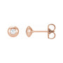 Sapphire Row Natural Diamond Domed Bezel Stud Earrings - 14K Rose Gold, 2.5 mm