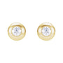Sapphire Row Natural Diamond Domed Bezel Stud Earrings - 14K Yellow Gold, 2 mm (view 2)