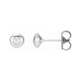 Sapphire Row Natural Diamond Domed Bezel Stud Earrings - 14K White Gold