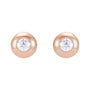 Sapphire Row Natural Diamond Domed Bezel Stud Earrings - 14K Rose Gold, 2 mm (view 2)