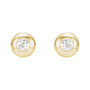Sapphire Row Natural Diamond Domed Bezel Stud Earrings - 14K Yellow Gold, 1.5 mm (view 2)