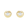 Sapphire Row Natural Diamond Domed Bezel Stud Earrings - 14K Yellow Gold, 2.5 mm (view 2)