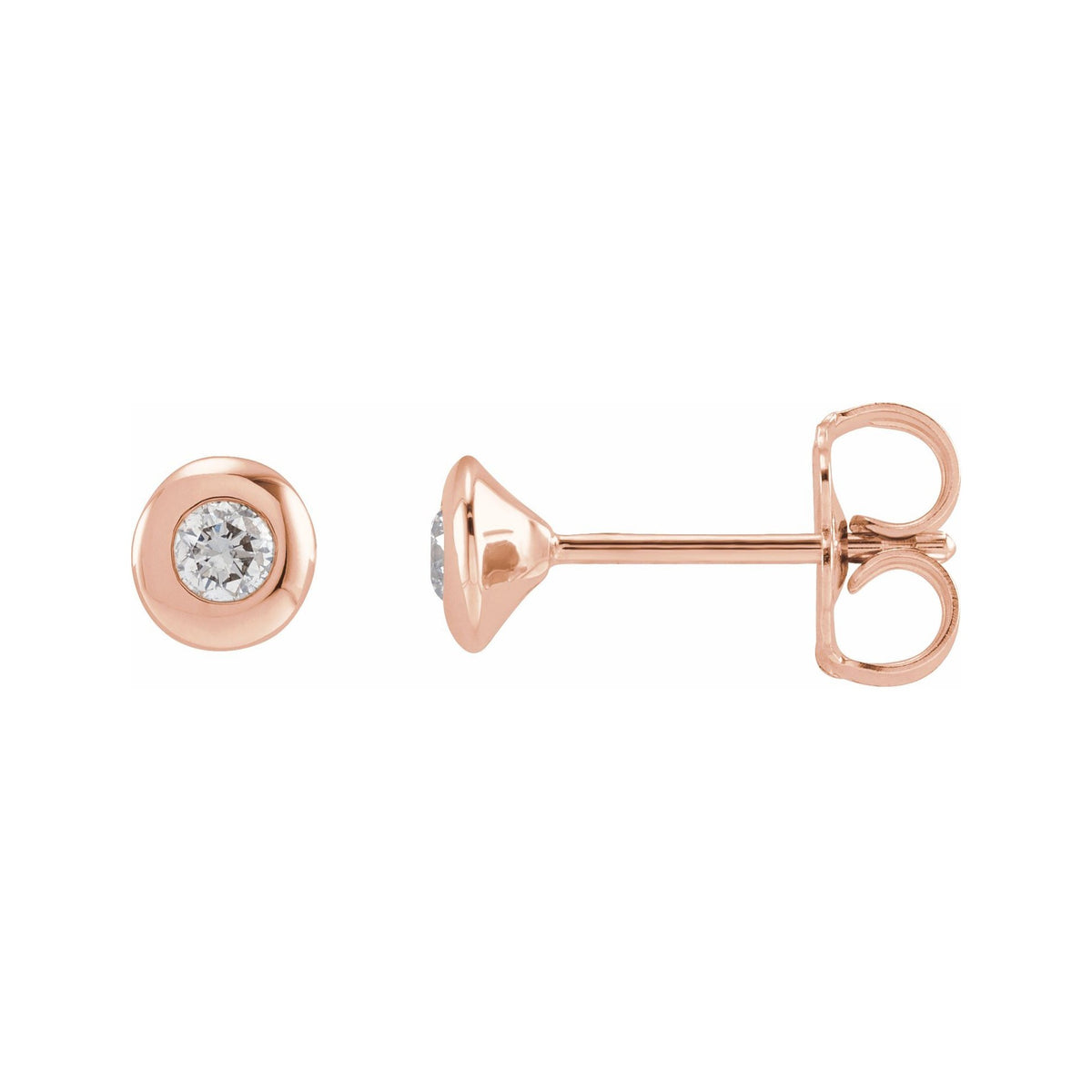 Sapphire Row Lab-Grown Diamond Domed Bezel Stud Earrings - 14K Rose Gold