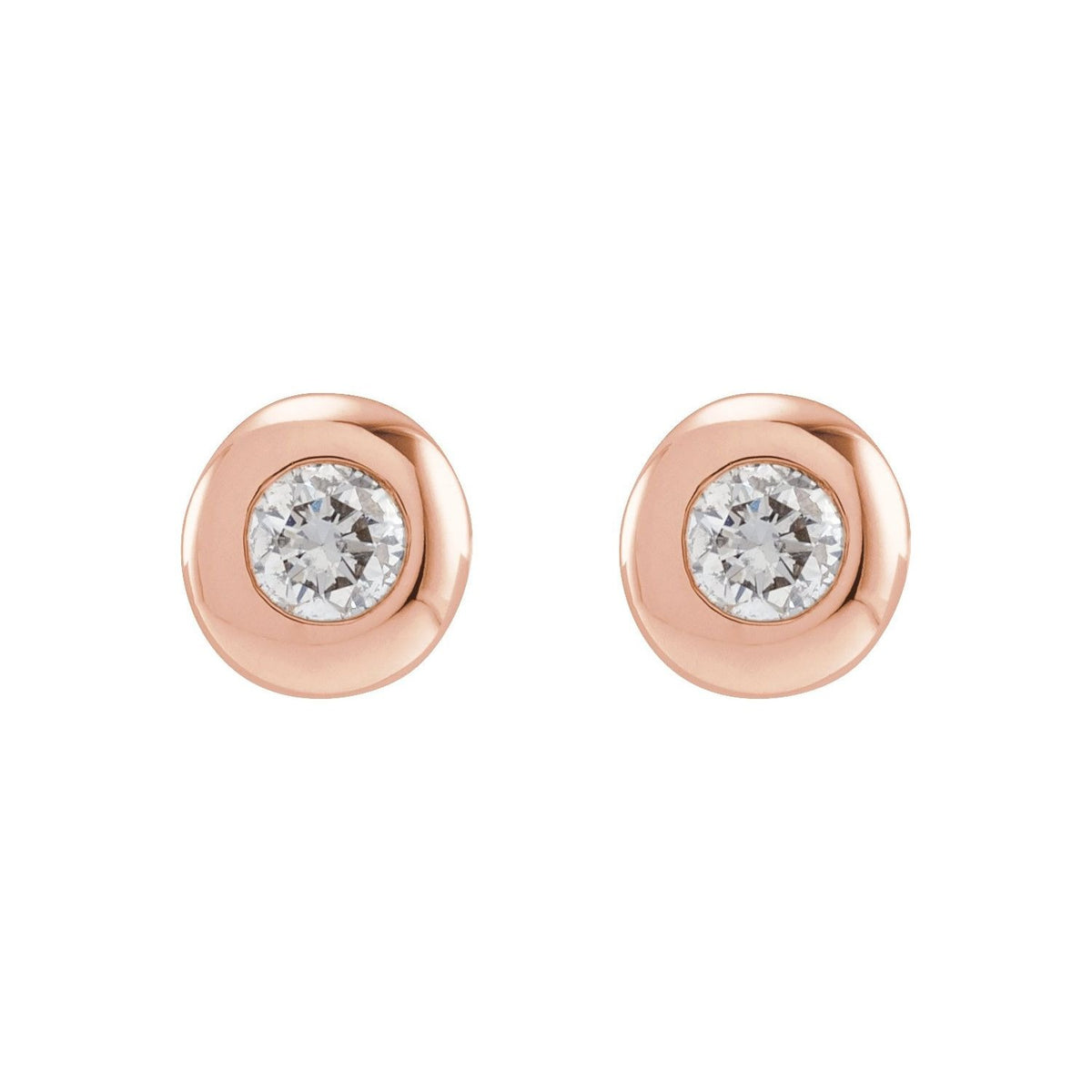 Sapphire Row Lab-Grown Diamond Domed Bezel Stud Earrings - 14K Rose Gold (view 2)