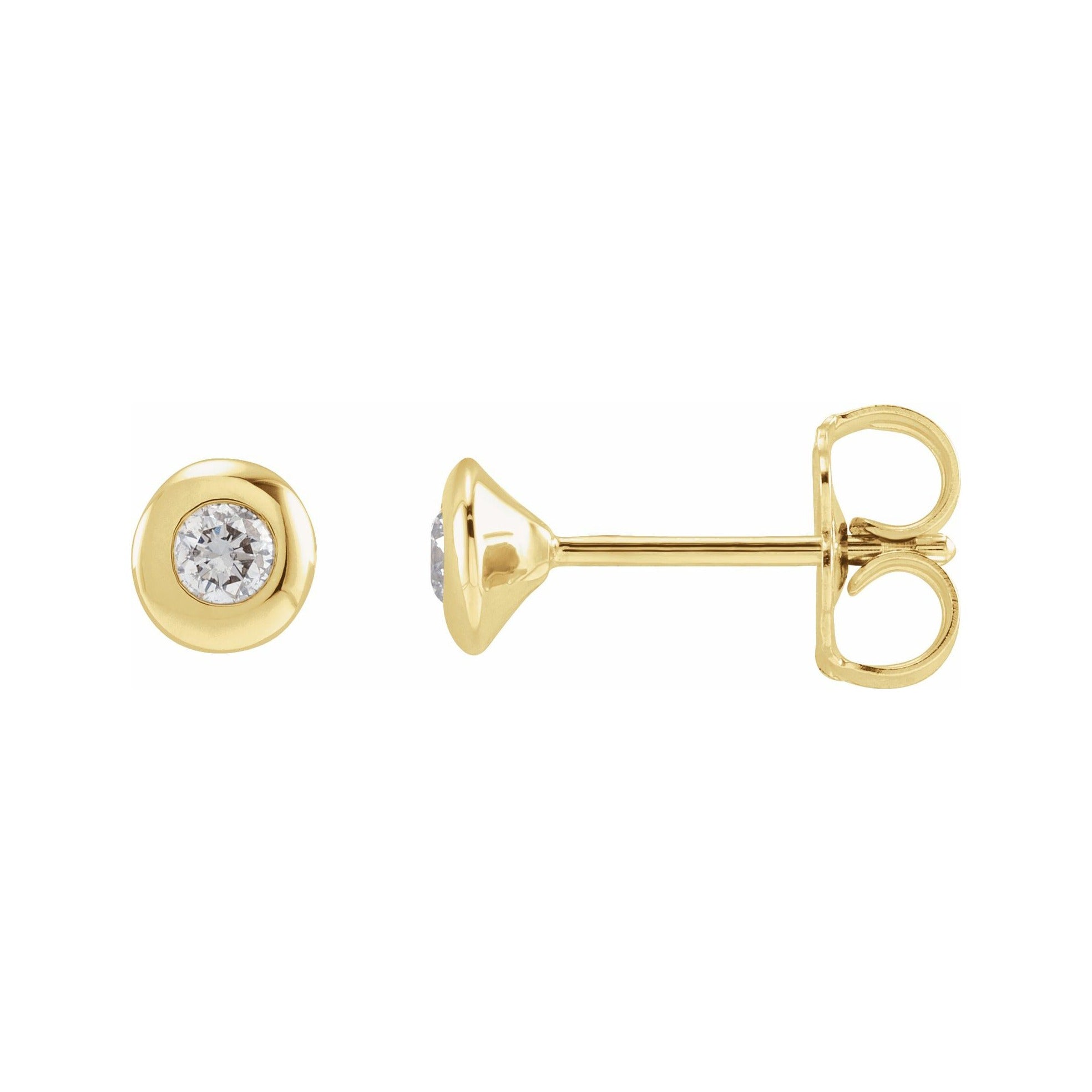 Sapphire Row Lab-Grown Diamond Domed Bezel Stud Earrings - 14K Yellow Gold
