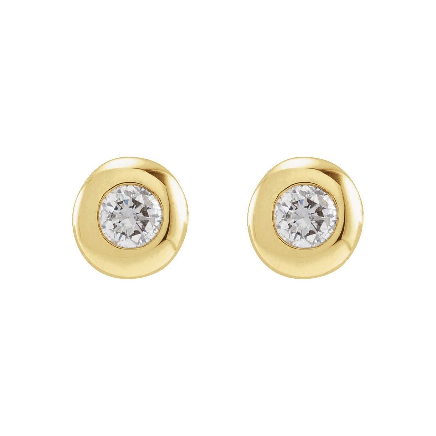 Sapphire Row Lab-Grown Diamond Domed Bezel Stud Earrings - 14K Yellow Gold (view 2)