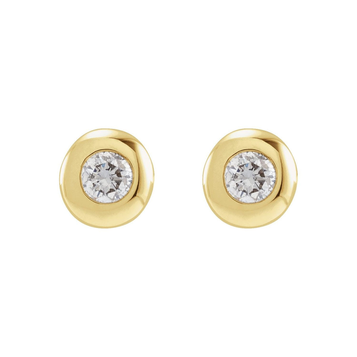 Sapphire Row Lab-Grown Diamond Domed Bezel Stud Earrings - 14K Yellow Gold (view 2)