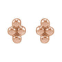 Sapphire Row Gold Bead Cluster Stud Earrings - 14K Rose Gold, Tension back (view 2)