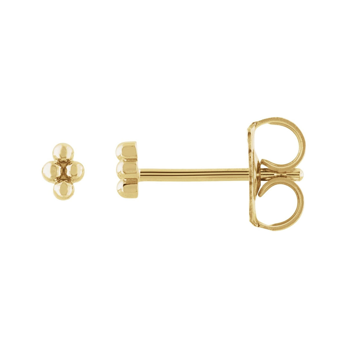 Sapphire Row Gold Bead Cluster Stud Earrings - 14K Yellow Gold, Friction back