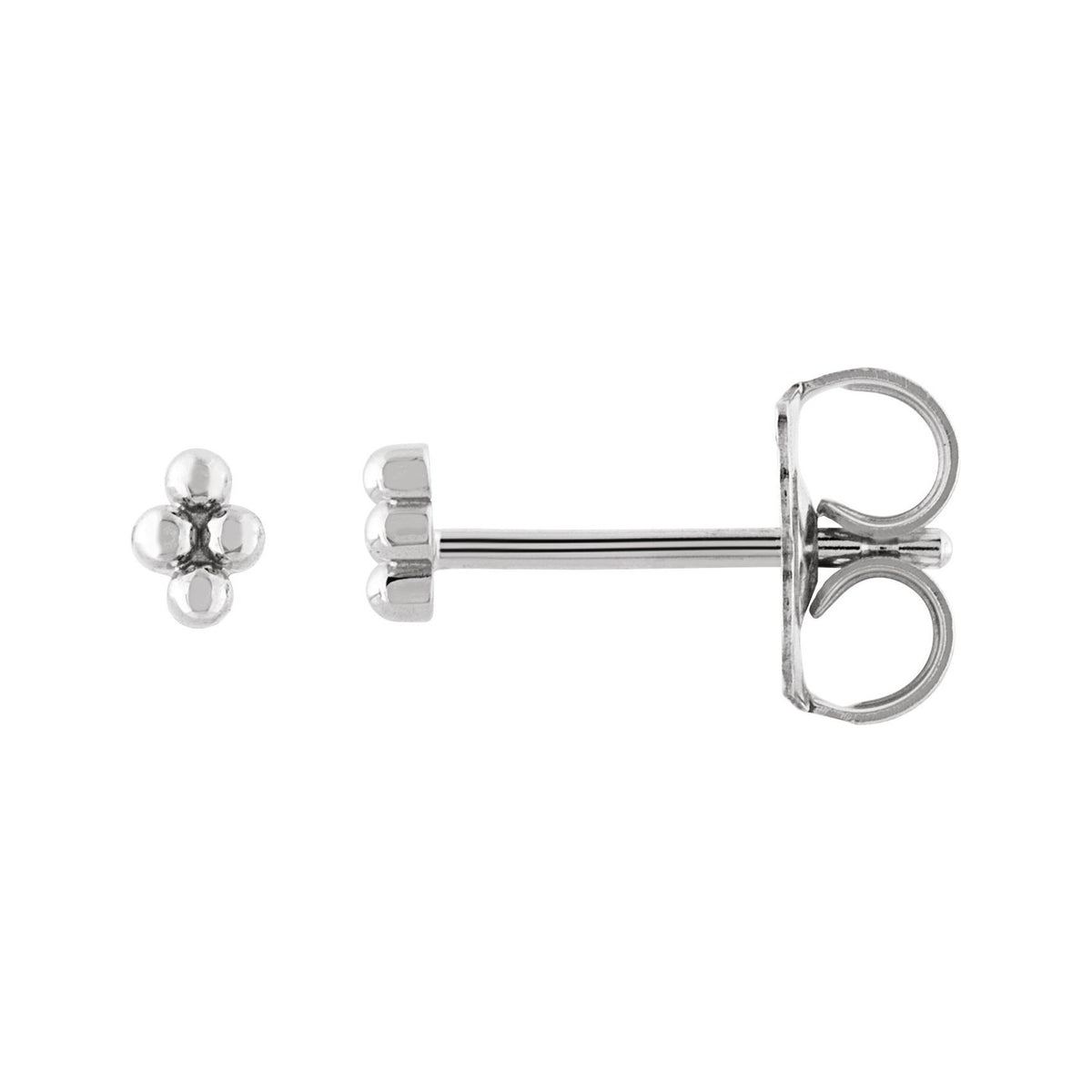 Sapphire Row Gold Bead Cluster Stud Earrings - Platinum, Friction back