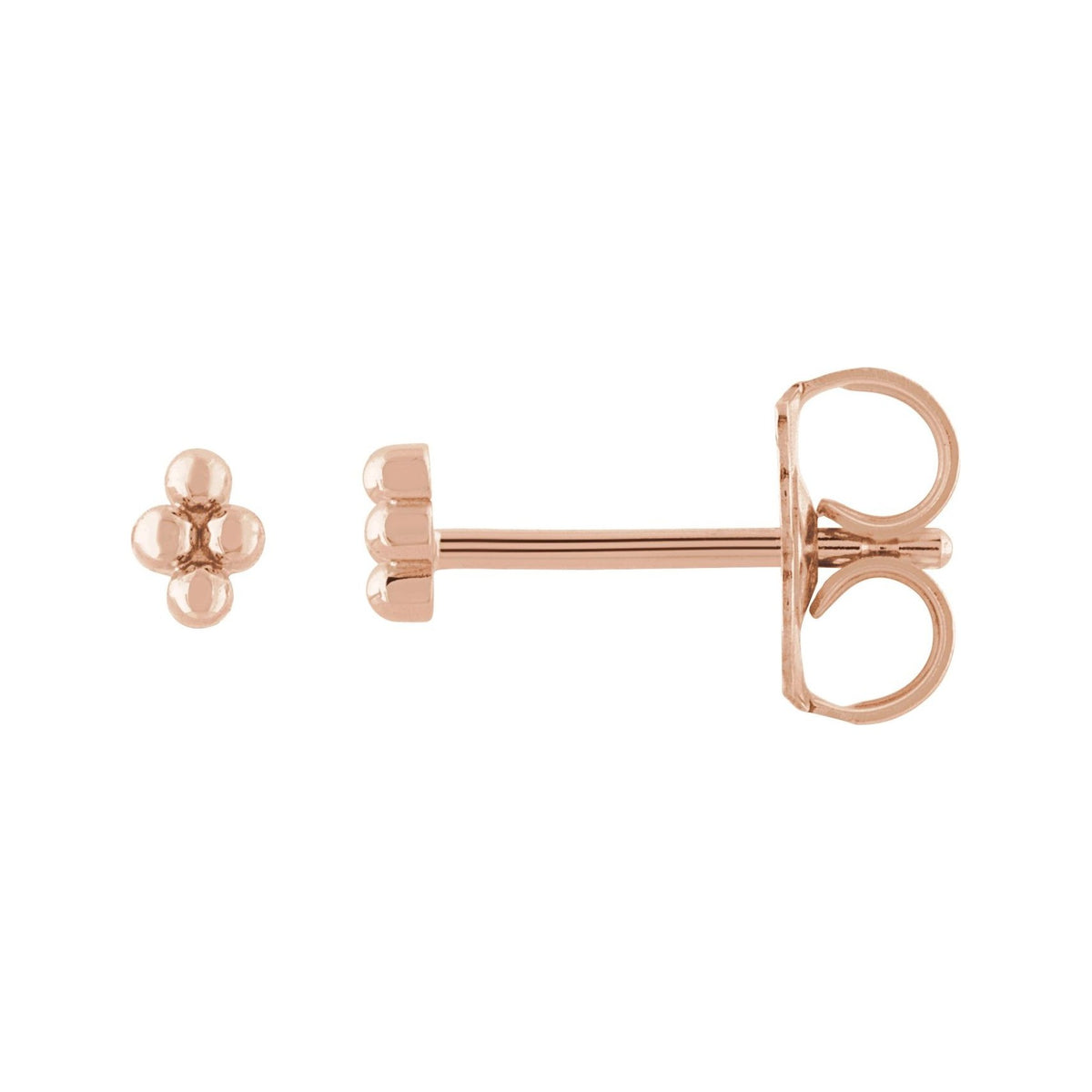 Sapphire Row Gold Bead Cluster Stud Earrings - 14K Rose Gold, Friction back