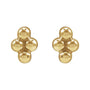 Sapphire Row Gold Bead Cluster Stud Earrings - 14K Yellow Gold, Tension back (view 2)