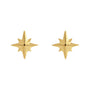 Sapphire Row Gold Eight-Point Star Stud Earrings - 14K Yellow Gold, 7.1 × 6.7 mm, Friction back (view 2)