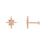Sapphire Row Gold Eight-Point Star Stud Earrings - 14K Rose Gold, 9.7 × 9.3 mm, Tension back
