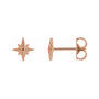 Sapphire Row Gold Eight-Point Star Stud Earrings - 14K Rose Gold, 7.1 × 6.7 mm, Friction back