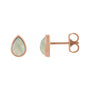 Sapphire Row Lab-Grown White Opal Pear Cabochon Stud Earrings - 14K Rose Gold