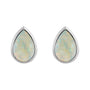 Sapphire Row Lab-Grown White Opal Pear Cabochon Stud Earrings - Platinum (view 2)
