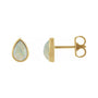 Sapphire Row Lab-Grown White Opal Pear Cabochon Stud Earrings - 14K Yellow Gold