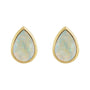 Sapphire Row Lab-Grown White Opal Pear Cabochon Stud Earrings - 14K Yellow Gold (view 2)