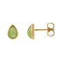 Sapphire Row Natural Gemstone Pear Cabochon Stud Earrings - Peridot, 14K Yellow Gold, 6 × 4 mm