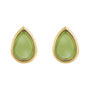 Sapphire Row Natural Gemstone Pear Cabochon Stud Earrings - Peridot, 14K Yellow Gold, 6 × 4 mm (view 2)