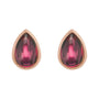 Sapphire Row Natural Gemstone Pear Cabochon Stud Earrings - Rhodolite Garnet, 14K Rose Gold (view 2)