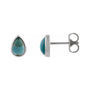 Sapphire Row Natural Gemstone Pear Cabochon Stud Earrings - London Blue Topaz, 14K White Gold, 6 × 4 mm