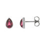 Sapphire Row Natural Gemstone Pear Cabochon Stud Earrings - Rhodolite Garnet, 14K White Gold