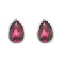 Sapphire Row Natural Gemstone Pear Cabochon Stud Earrings - Rhodolite Garnet, 14K White Gold (view 2)