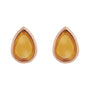Sapphire Row Natural Gemstone Pear Cabochon Stud Earrings - Citrine, 14K Rose Gold (view 2)