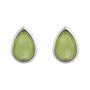 Sapphire Row Natural Gemstone Pear Cabochon Stud Earrings - Peridot, 14K White Gold, 6 × 4 mm (view 2)