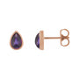 Sapphire Row Natural Gemstone Pear Cabochon Stud Earrings - Amethyst, 14K Rose Gold