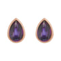 Sapphire Row Natural Gemstone Pear Cabochon Stud Earrings - Amethyst, 14K Rose Gold (view 2)