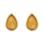 Sapphire Row Natural Gemstone Pear Cabochon Stud Earrings - Citrine, 14K Yellow Gold (view 2)
