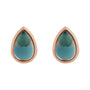 Sapphire Row Natural Gemstone Pear Cabochon Stud Earrings - London Blue Topaz, 14K Rose Gold, 6 × 4 mm (view 2)