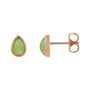 Sapphire Row Natural Gemstone Pear Cabochon Stud Earrings - Peridot, 14K Rose Gold, 6 × 4 mm