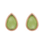 Sapphire Row Natural Gemstone Pear Cabochon Stud Earrings - Peridot, 14K Rose Gold, 6 × 4 mm (view 2)