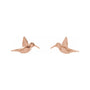 Sapphire Row Gold Hummingbird Stud Earrings - 14K Rose Gold (view 2)