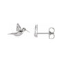 Sapphire Row Gold Hummingbird Stud Earrings - 14K White Gold