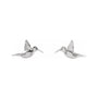 Sapphire Row Gold Hummingbird Stud Earrings - 14K White Gold (view 2)
