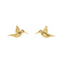 Sapphire Row Gold Hummingbird Stud Earrings - 14K Yellow Gold (view 2)