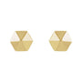 Sapphire Row Gold Hexagon Stud Earrings - 14K Yellow Gold (view 2)