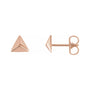 Sapphire Row Gold Pyramid Stud Earrings - 14K Rose Gold